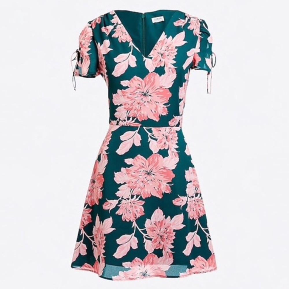 J crew green floral dress